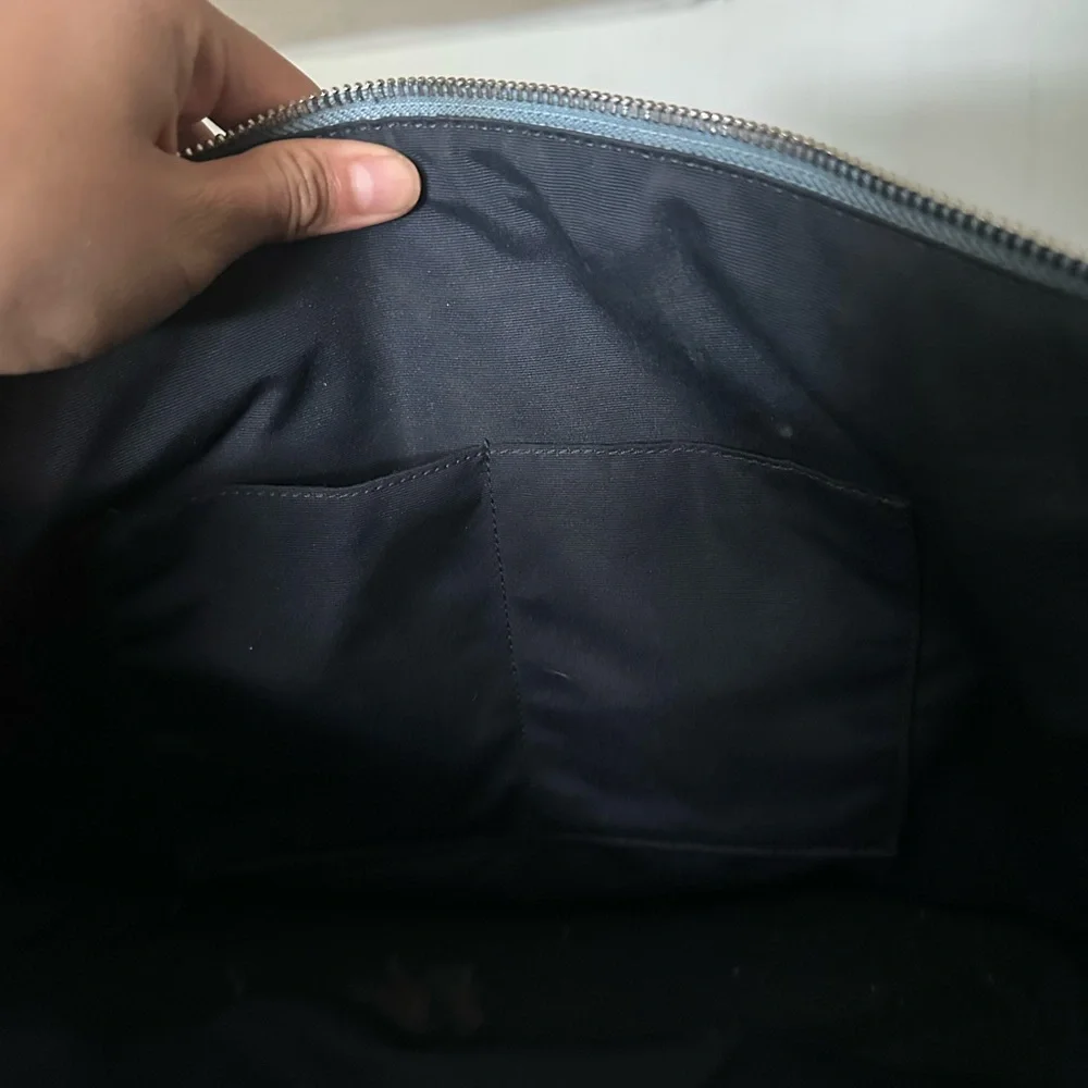 Coach Light Blue Leather Tote with Front Zip Pocket - Picture 4 of 4